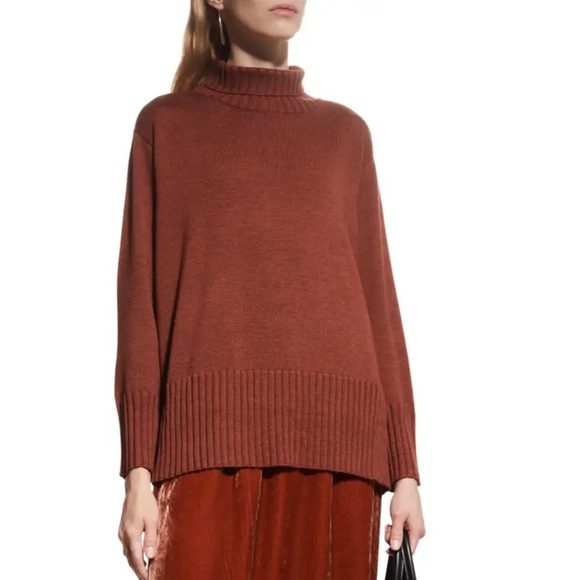 Eileen Fisher | Rust Orange Merino Wool Ribbed Turtleneck Sweater Cozy Fall - Picture 1 of 6